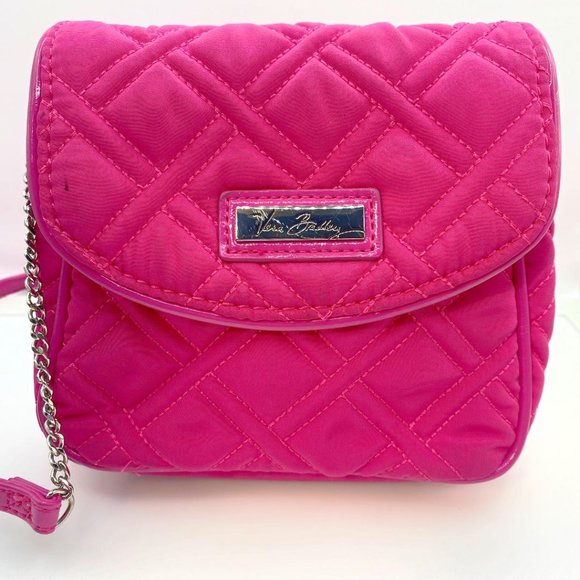 Vera Bradley Fuchsia Pink Quilted Choice of One Shoulder Chain Crossbody Purse - Picture 3 of 7